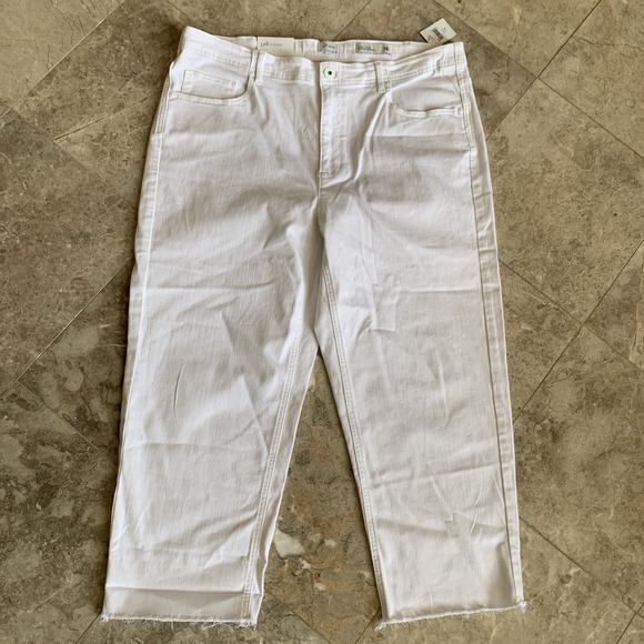 NWT J.Jill Denim High Rise Straight Leg Crop Jeans Raw Hem White Size 18 - Picture 2 of 9